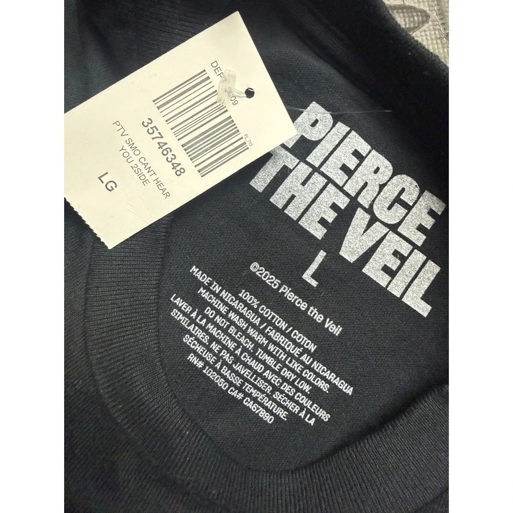 Pierce The Veil I Can't Hear You Band T-Shirt Black Orange Yellow Mens Large